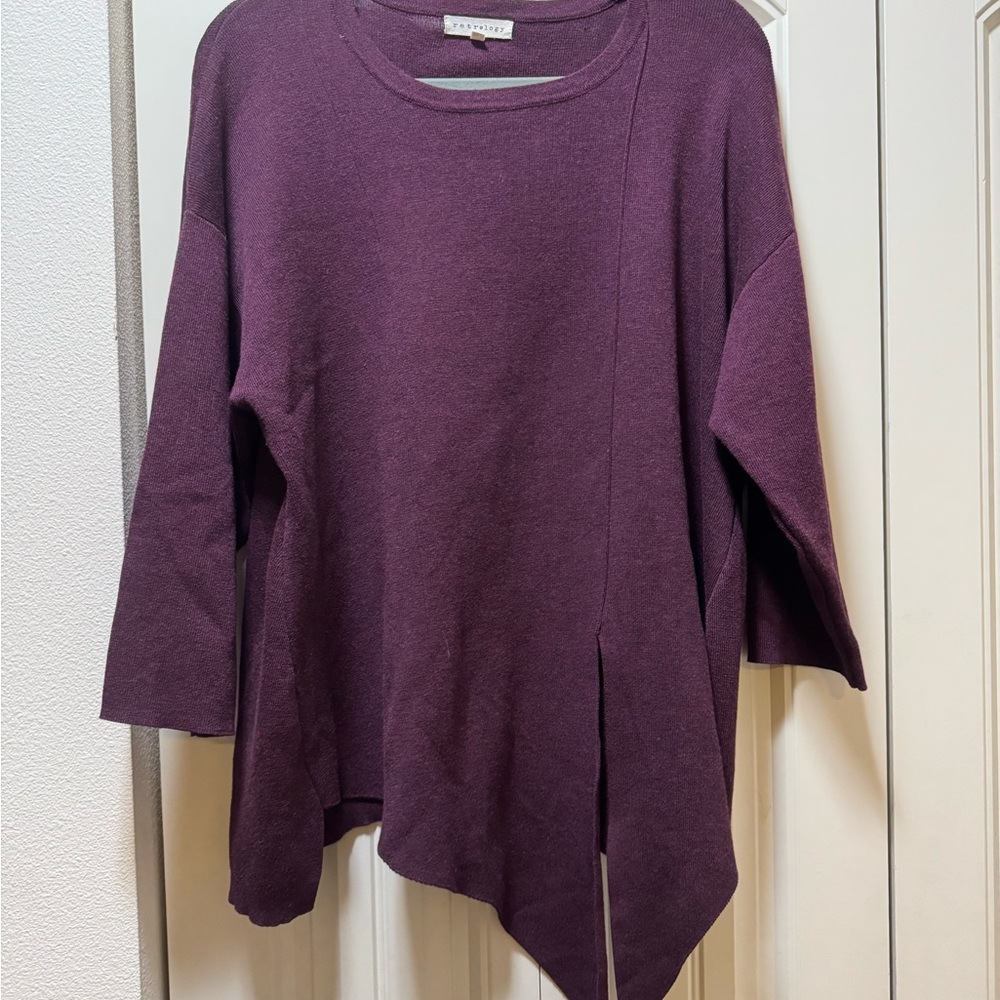 Retrology 2X Burgundy Asymmetrical Sweater